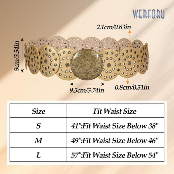 ⚡Women Vintage Leather Boho Belt Western Disc Waist Belt for Dress or Jeans - Picture 6 of 6